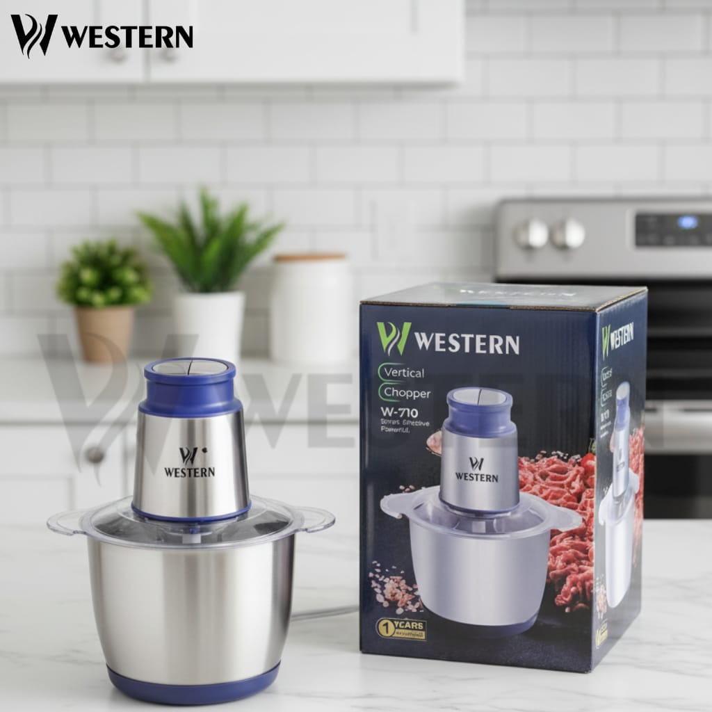 Burraq Western Vertical Chopper W-710 – 3L Electric Food Chopper Stainless Steel Bowl | 2-Year Warranty