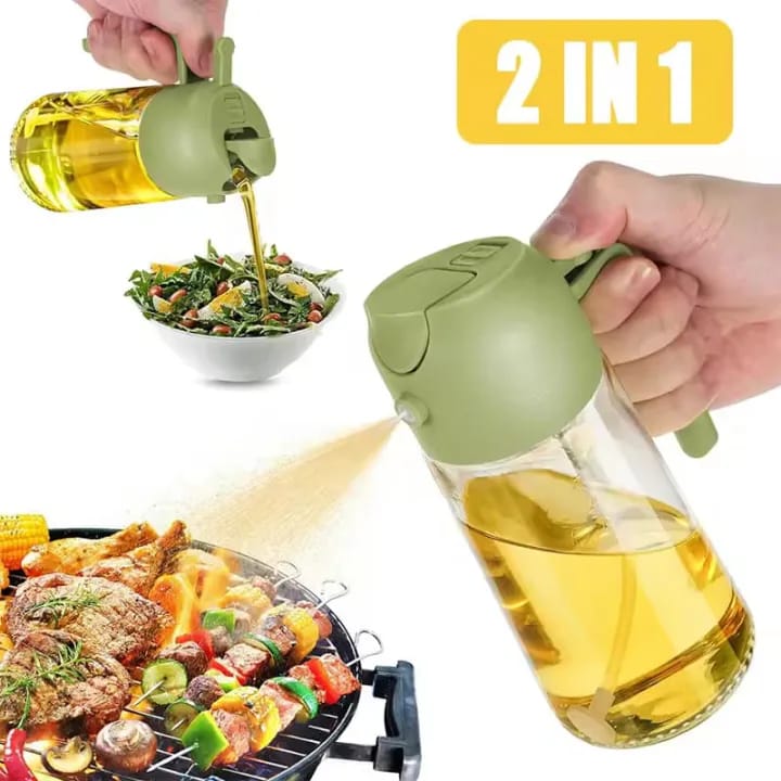 Burraq 2-in-1 Oil Sprayer Bottle – Glass Oil Dispenser with Spray & Pour Function | Leakproof Cooking Oil Bottle