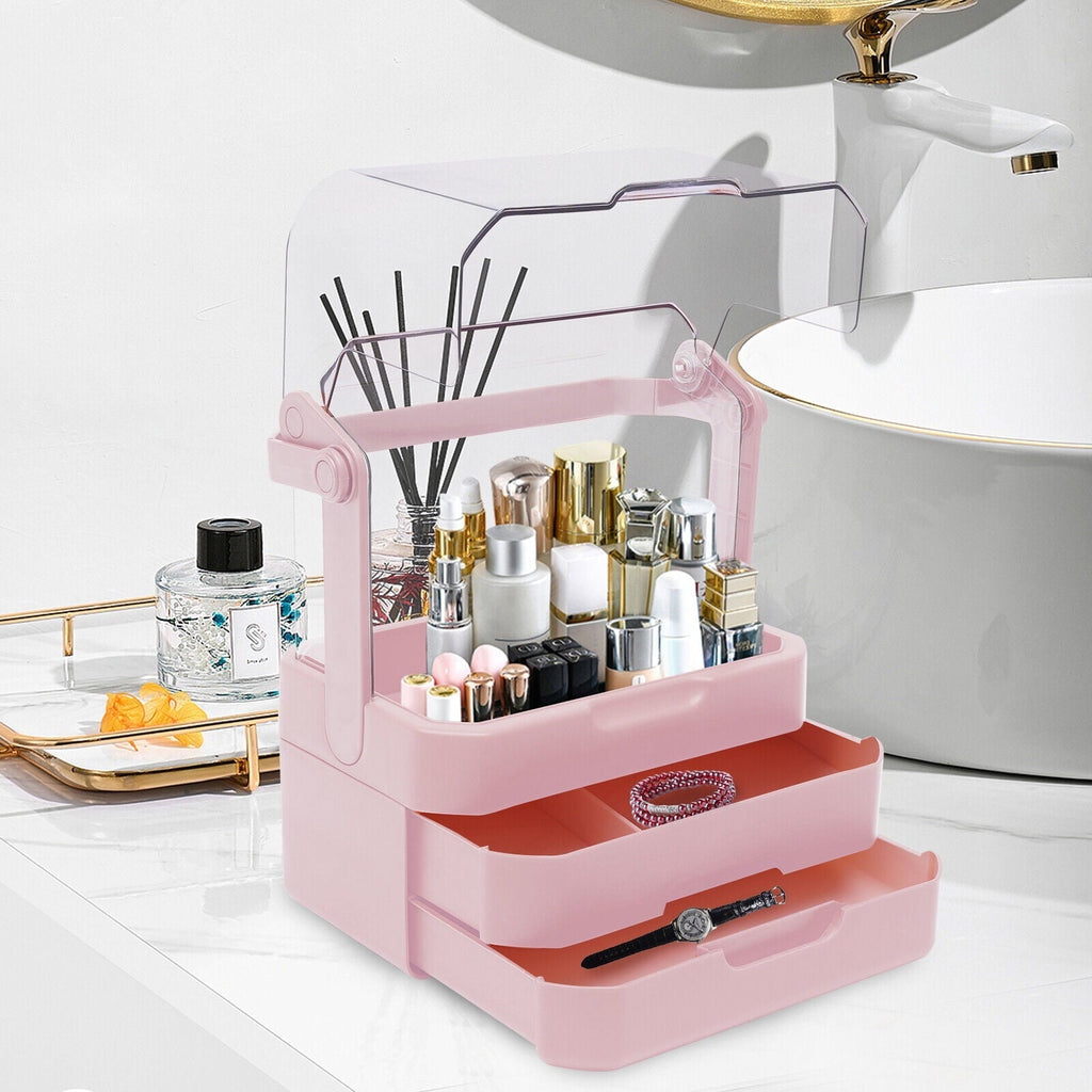 Burraq Luxury Large Makeup Organizer with Dustproof Lid & Drawers
