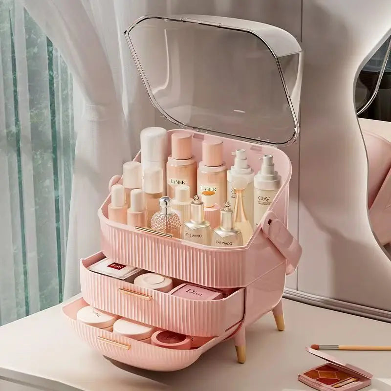 Burraq Luxury Waterproof Makeup Organizer with Lid & Drawers