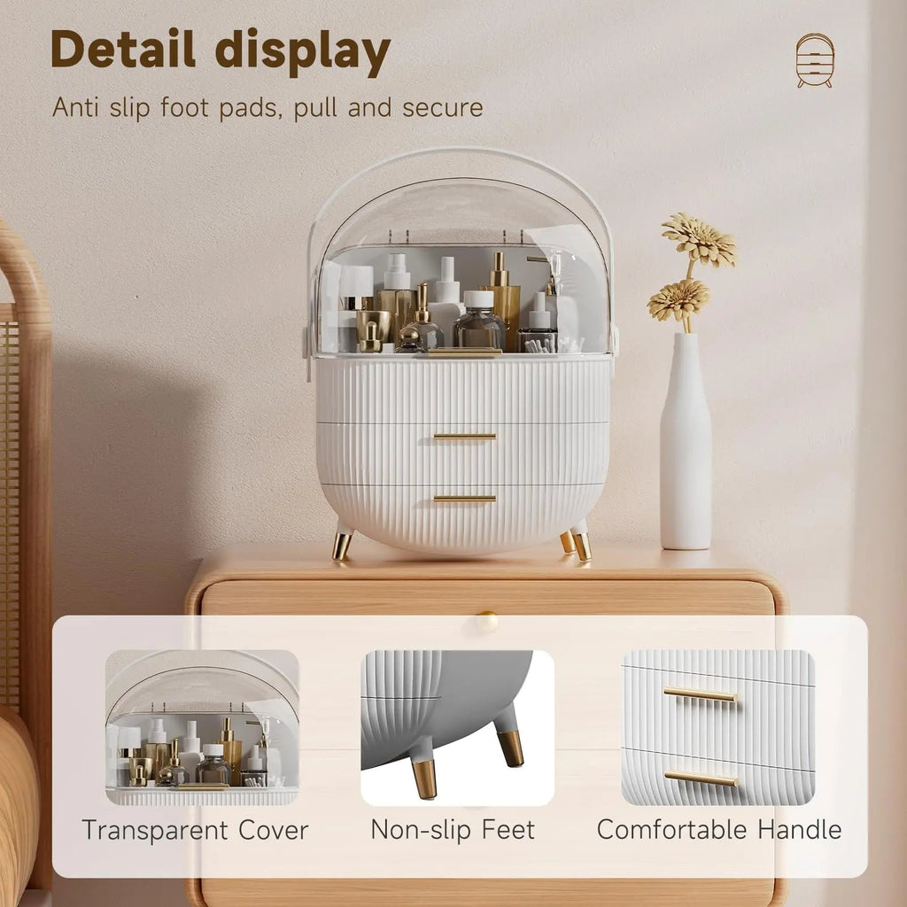 Burraq Luxury Waterproof Makeup Organizer with Lid & Drawers