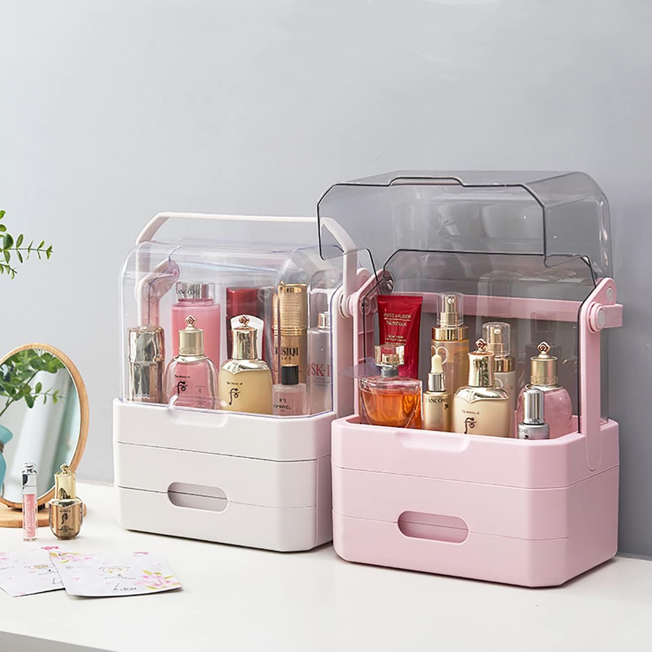 Burraq Luxury Large Makeup Organizer with Dustproof Lid & Drawers