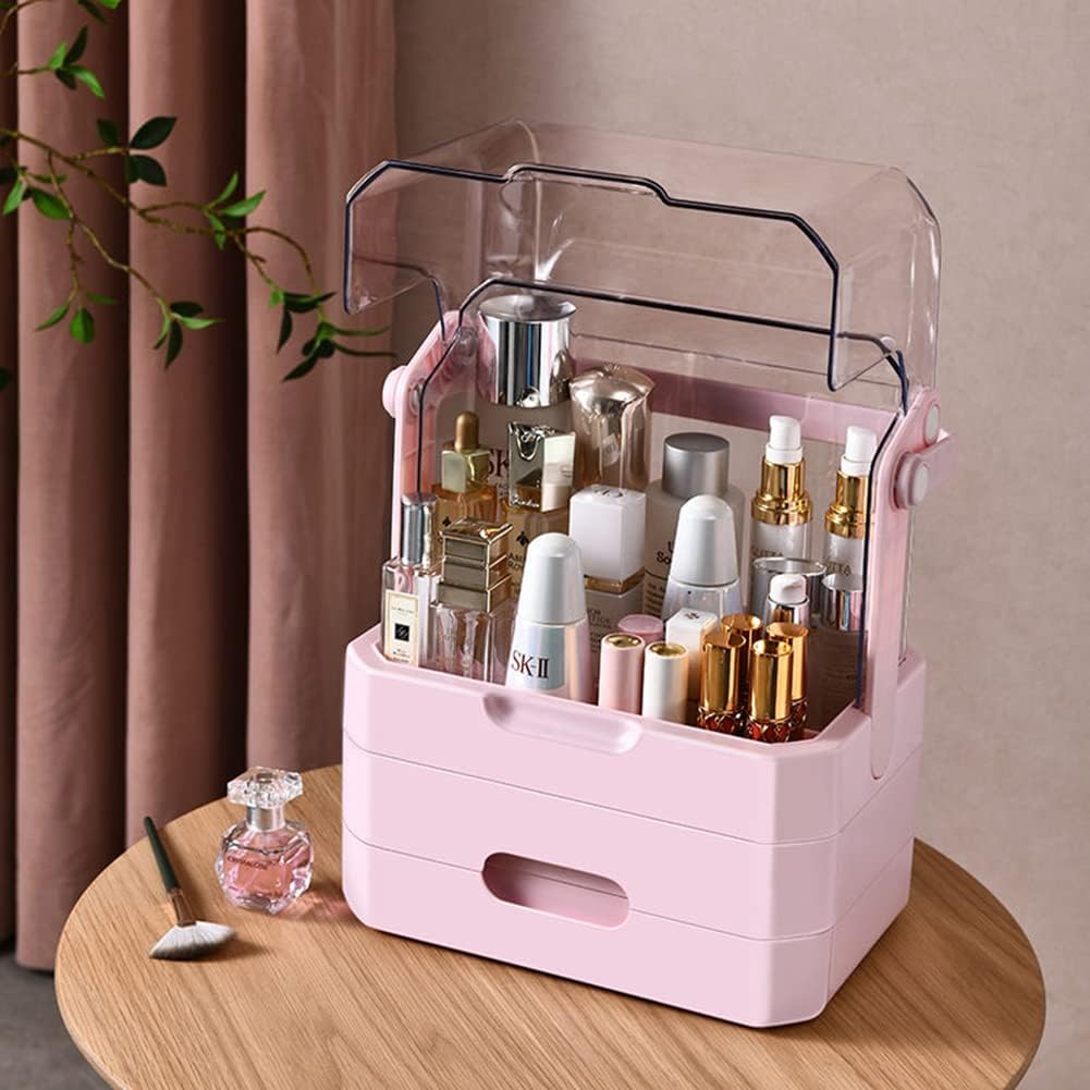 Burraq Luxury Large Makeup Organizer with Dustproof Lid & Drawers
