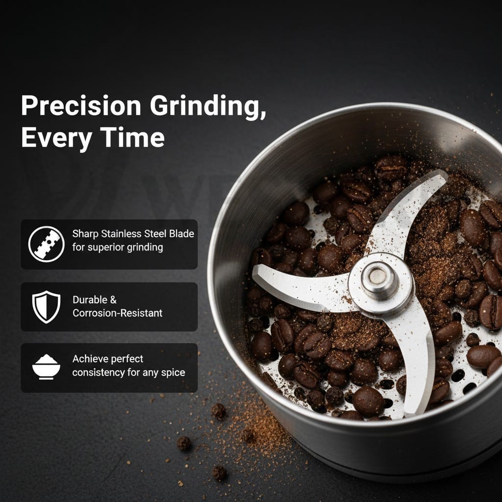 Burraq Western W-31 Electric Spice Grinder – 150W Stainless Steel Masala & Coffee Grinder Machine