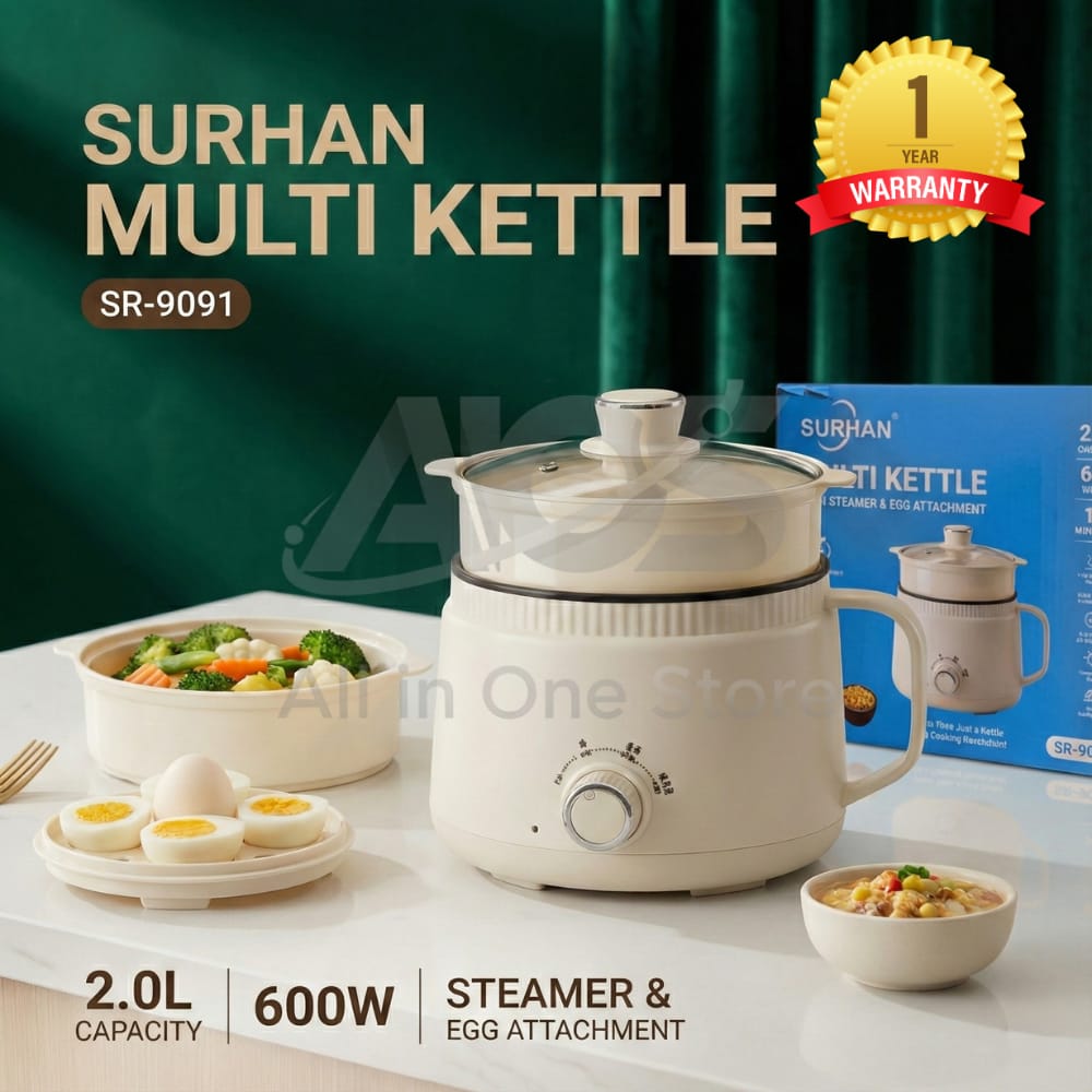 Burraq Surhan SR-9091 Electric Cooker – 2.0L Multi-Function Electric Hot Pot | Non-Stick Ramen Cooker & Electric Stove