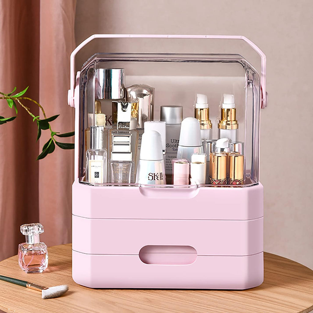 Burraq Luxury Large Makeup Organizer with Dustproof Lid & Drawers