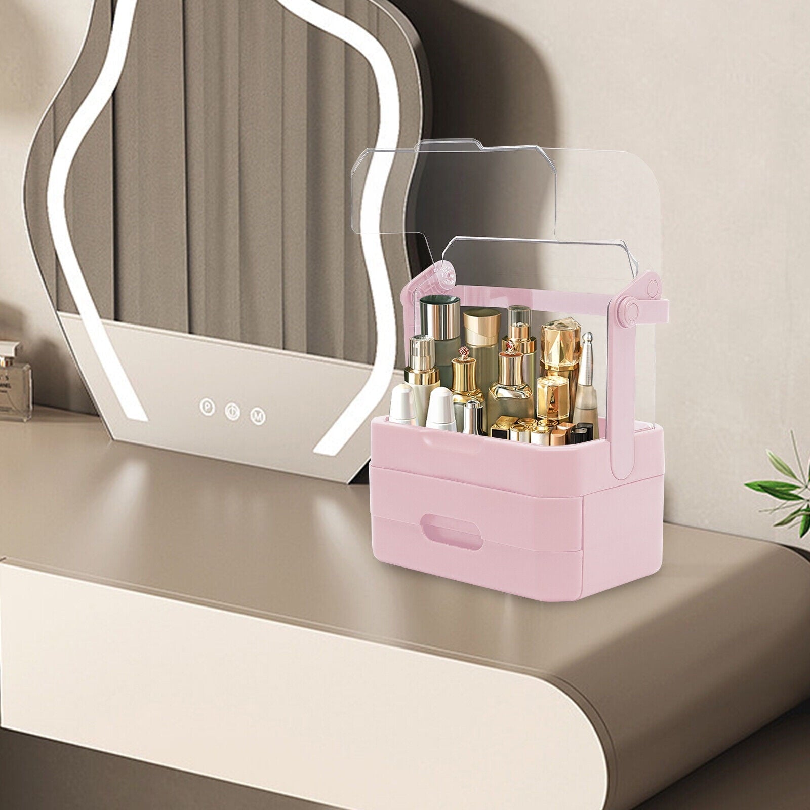 Burraq Luxury Large Makeup Organizer with Dustproof Lid & Drawers