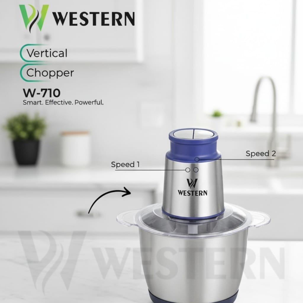 Burraq Western Vertical Chopper W-710 – 3L Electric Food Chopper Stainless Steel Bowl | 2-Year Warranty