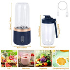 Burraq Portable Blender Juicer Machine – 2-in-1 USB Rechargeable Smoothie Maker | 400ml Personal Mini Fruit Mixer