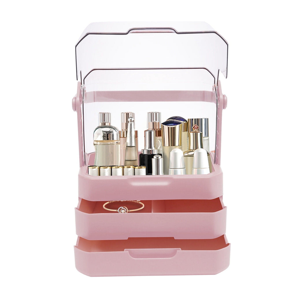 Burraq Luxury Large Makeup Organizer with Dustproof Lid & Drawers