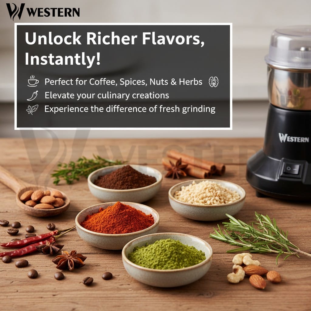Burraq Western W-31 Electric Spice Grinder – 150W Stainless Steel Masala & Coffee Grinder Machine