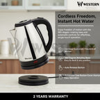 Burraq Western Deluxe Electric Kettle W-51 – 1.7L Stainless Steel Electric Kettle | | 2-Year Warranty