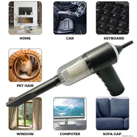 Burraq 3in1 Vacuum Cleaner – Rechargeable Dual-Mode Cordless Vacuum & Air Blower | Mini Handheld Cleaner for Car, Laptop, Keyboard, Sofa, Carpet, AC