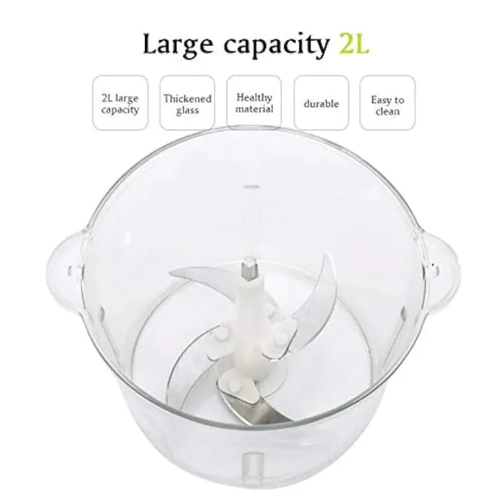 Burraq 1.8L Electric Chopper Machine – Food Processor | Vegetable Cutter, Meat & Spice Grinder