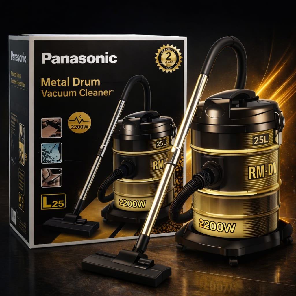 Burraq Panasonic 25L Vacuum Cleaner 2200W Turbo Power with Wheels | Heavy Duty Wet & Dry Vacuum Cleaner