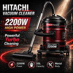 Burraq Hitachi Vacuum Cleaner 25L – 2200W High Power Drum Vacuum | Large Capacity Cleaner with Wheels