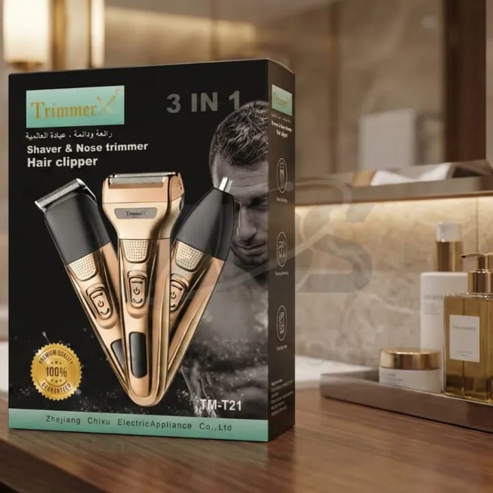 Burraq Trimmer for Men – 3-in-1 Professional Hair Trimmer, Beard Trimmer & Shaver | Turbo Power Grooming Kit