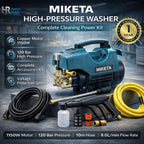 Burraq MIKETA Electric Pressure Washer – 1150W 120 Bar High Pressure Cleaner | Portable Car Washer Machine with Spray Gun Kit