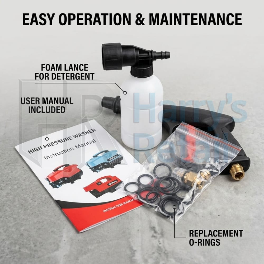 Burraq MIKETA Electric Pressure Washer – 1150W 120 Bar High Pressure Cleaner | Portable Car Washer Machine with Spray Gun Kit