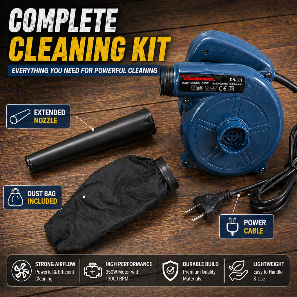 Burraq Electric Air Blower – 350W High Power Dust Cleaner 13000 RPM | Portable Dust Blower Machine