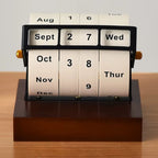 Burraq Luxury Wooden Rotary Perpetual Desk Calendar
