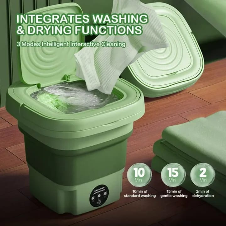 Burraq Mini Portable Washing Machine – 6L Foldable Compact Washer with Dryer