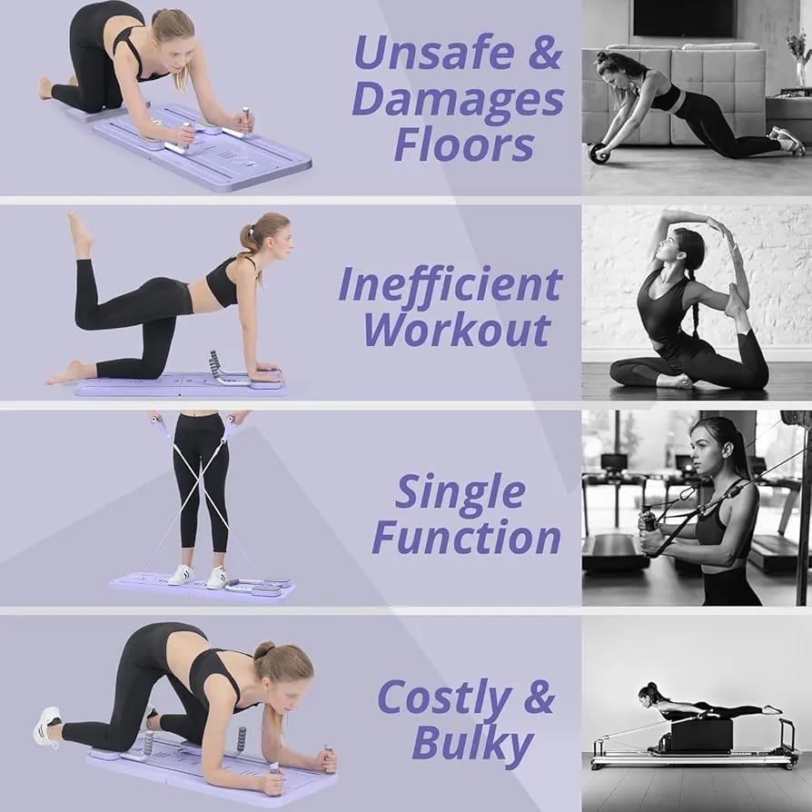 Burraq Multifunctional Pilates Board Abdominal Exercise Pushup Board 8IN1 - Automatic Rebound Full-Body Workout Machine for Men & Women