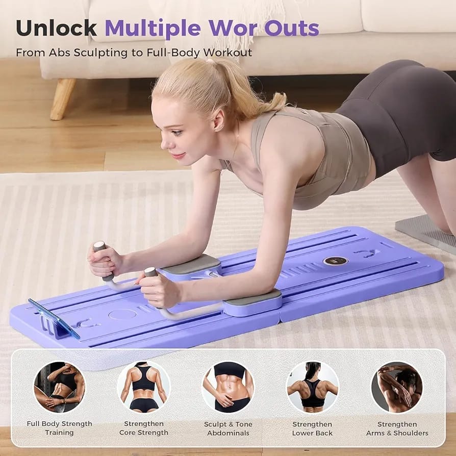 Burraq Multifunctional Pilates Board Abdominal Exercise Pushup Board 8IN1 - Automatic Rebound Full-Body Workout Machine for Men & Women