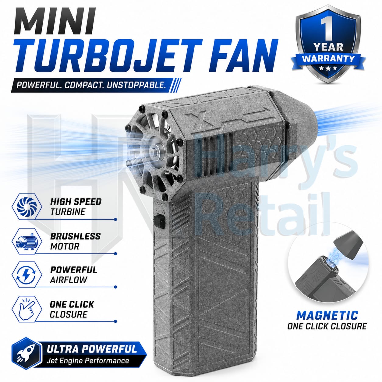 Burraq Rechargeable Cordless Air Duster – Turbo Jet Fan with Brushless Motor