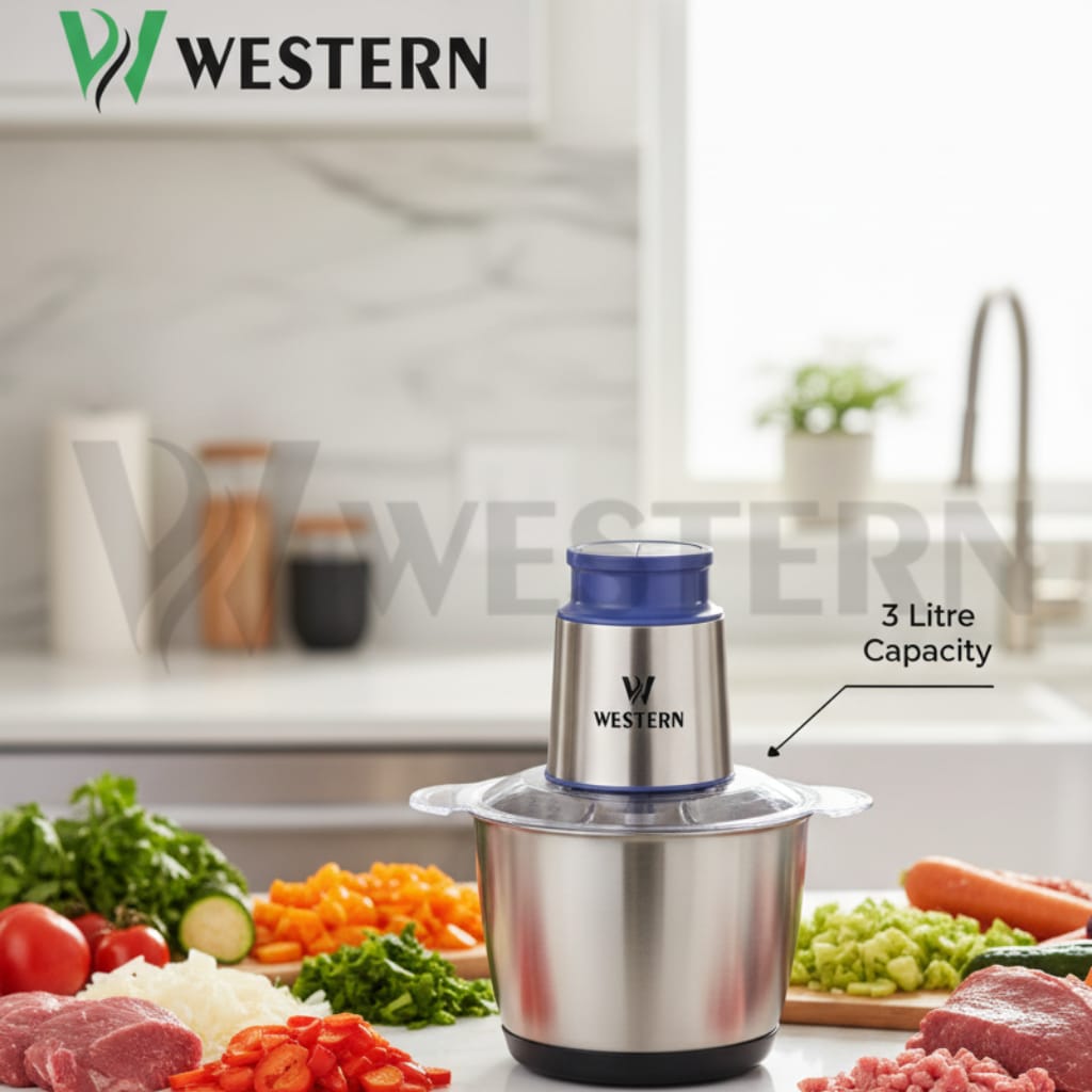 Burraq Western Vertical Chopper W-710 – 3L Electric Food Chopper Stainless Steel Bowl | 2-Year Warranty