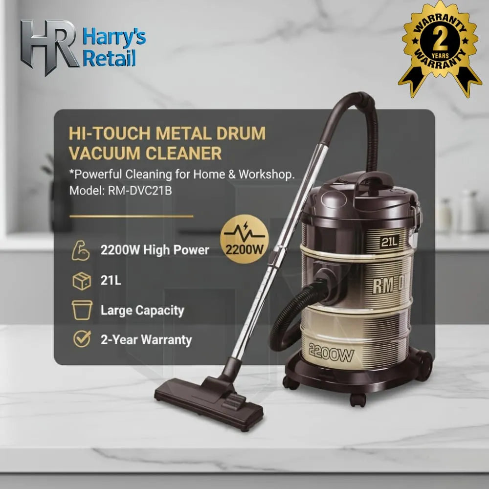 Burraq Hi-Touch Drum Vacuum Cleaner – 21L Heavy Duty Vacuum Cleaner | Large Capacity Wet & Dry Vacuum Cleaner