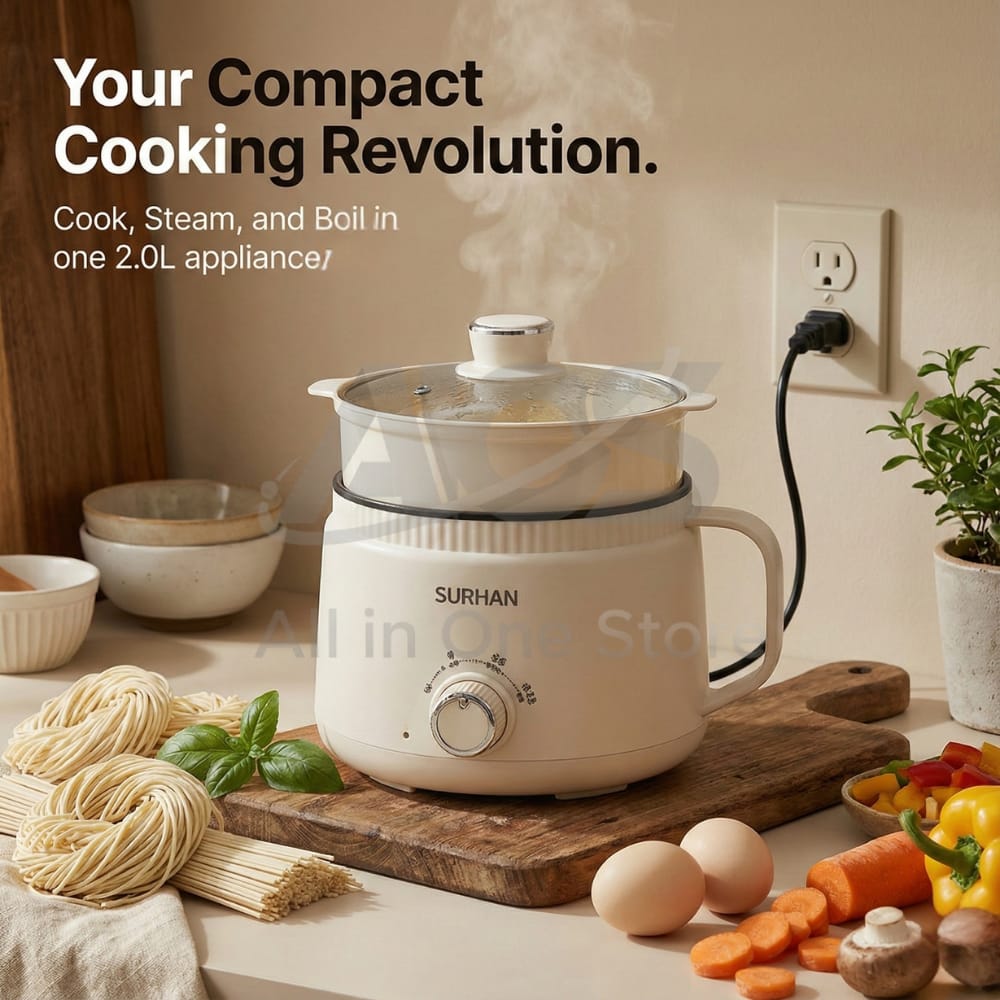 Burraq Surhan SR-9091 Electric Cooker – 2.0L Multi-Function Electric Hot Pot | Non-Stick Ramen Cooker & Electric Stove