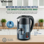 Burraq Western Deluxe Electric Kettle W-52 – 1.8L Stainless Steel Electric Kettle | 1500W Fast Boil