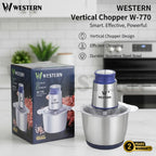 Burraq Western Vertical Chopper W-710 – 3L Electric Food Chopper Stainless Steel Bowl | 2-Year Warranty