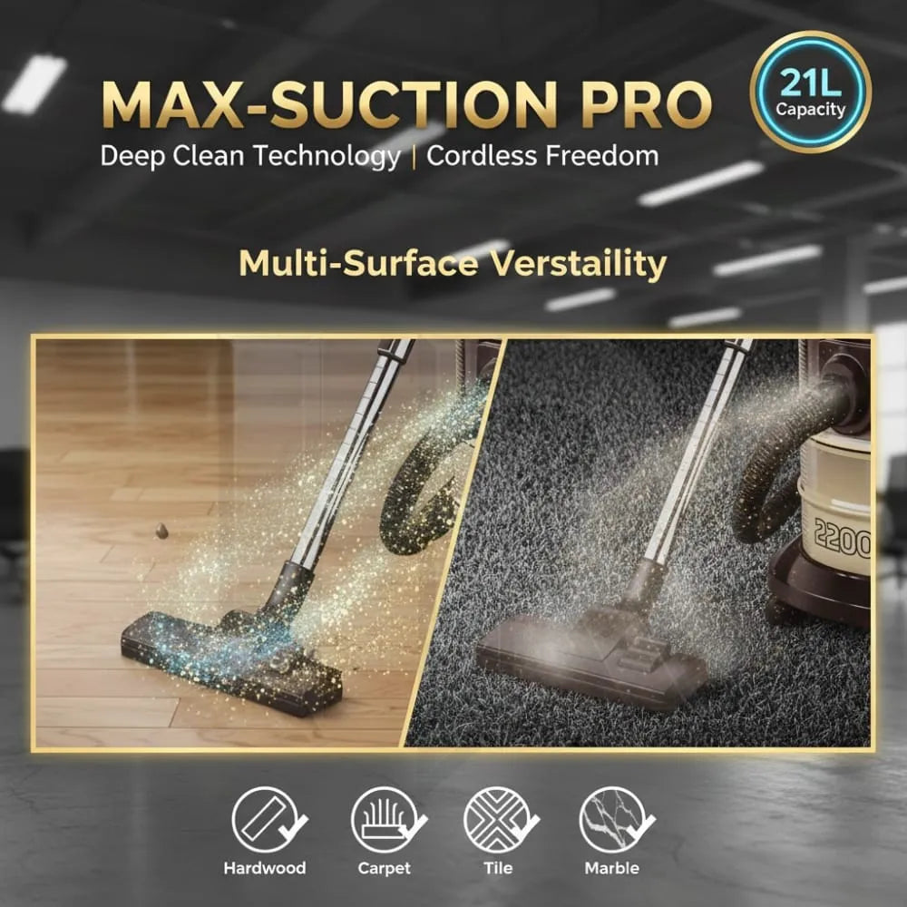 Burraq Hi-Touch Drum Vacuum Cleaner – 21L Heavy Duty Vacuum Cleaner | Large Capacity Wet & Dry Vacuum Cleaner