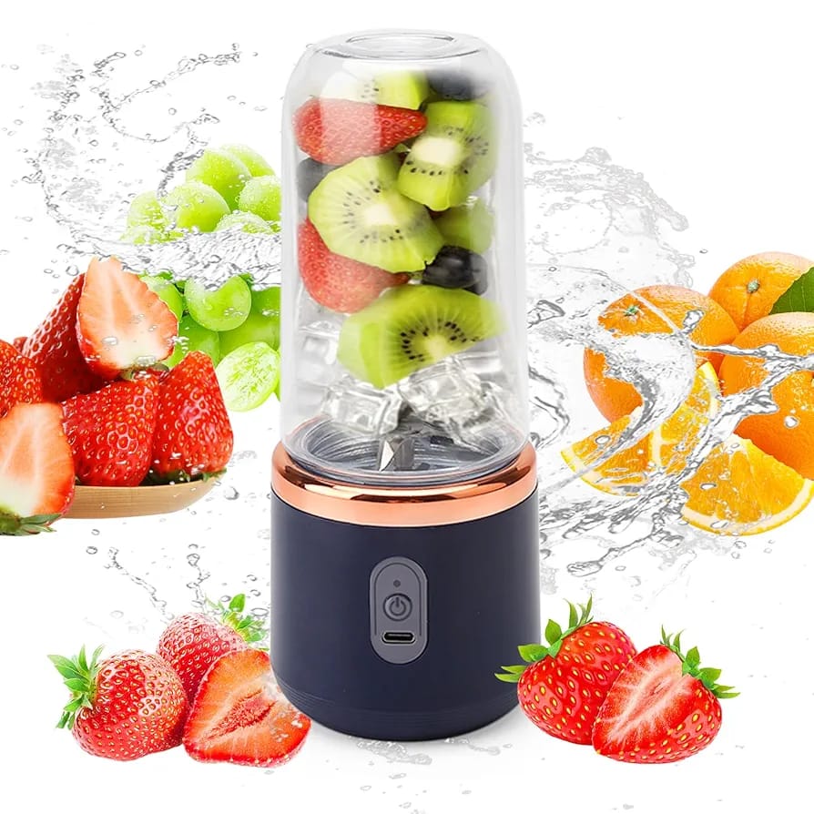 Burraq Portable Blender Juicer Machine – 2-in-1 USB Rechargeable Smoothie Maker | 400ml Personal Mini Fruit Mixer