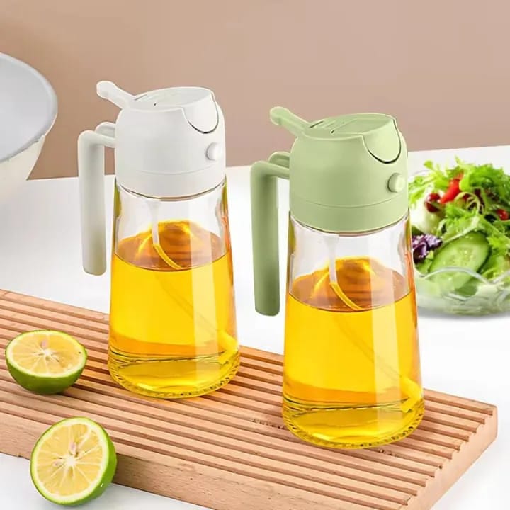 Burraq 2-in-1 Oil Sprayer Bottle – Glass Oil Dispenser with Spray & Pour Function | Leakproof Cooking Oil Bottle