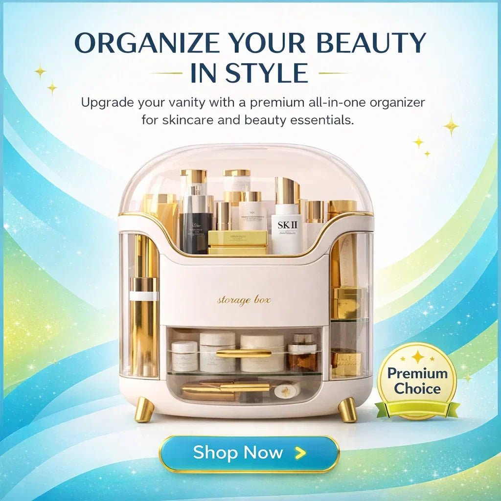 Burraq Luxury Makeup Organizer with Drawer & Dustproof Lid